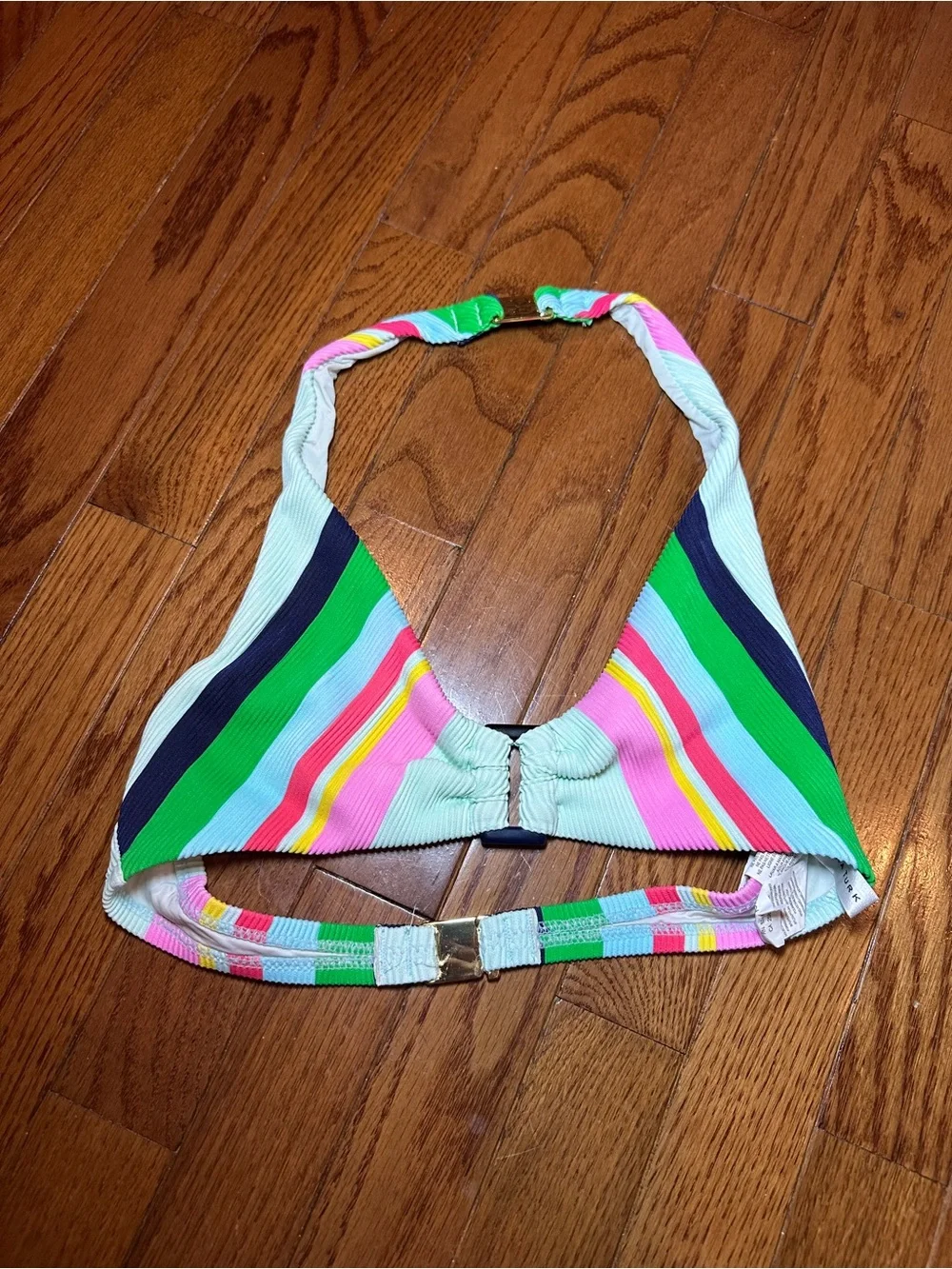 EUC Trina Turk Multicolor Ribbed Halter Bikini Top - 6